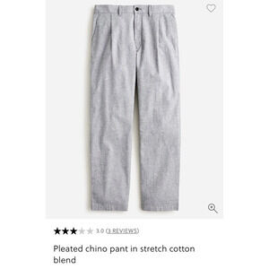 NWT J.Crew Men's 34/30 Classic Relaxed Fit Pleated Chino Pants Gray